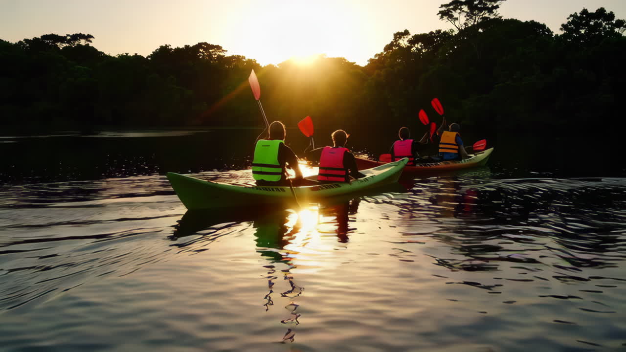 Kayaking at Sunset on a Serene Lake