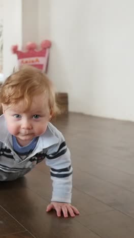 adorable little baby crawling on the floor