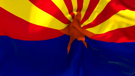 la bandera del estado de arizona ondeando en el viento animación en cámara lenta. 4k textura de tela realista bandera soplando suavemente en un día de viento fondo de bucle continuo sin costuras.