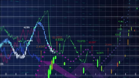 animation of financial data processing over grid on dark background