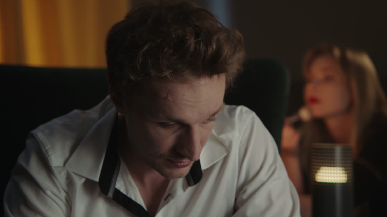 Couple Kissing in a Living Room