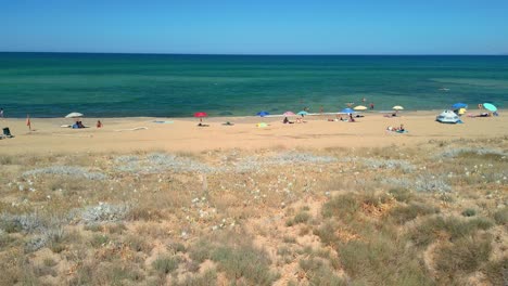 Beach-without-infrastructure-on-the-island-of-Sardinia-Italy,-aerial-images-with-drone