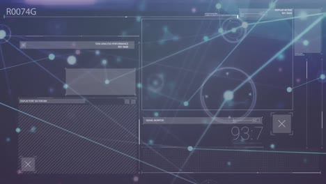 animación de la pantalla digital y las conexiones en fondo naval