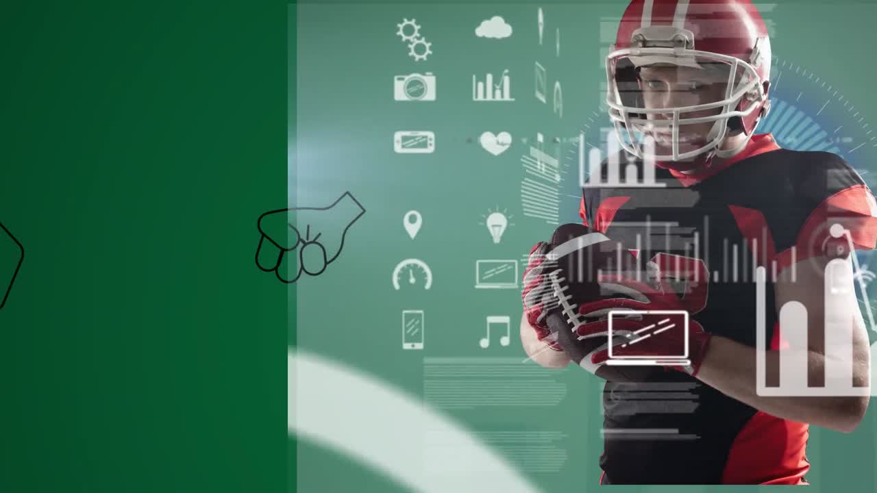 Animation of data processing over american football player