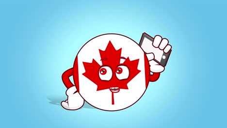 cartoon icon flag canada call operator with face animation with alpha matte