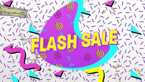 Animation-Von-Flash-Sale-Text-Auf-Retro-Hintergrund-Mit-Lebhaftem-Muster