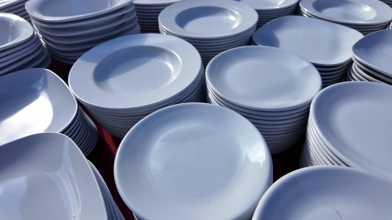 Stacks of White Plates