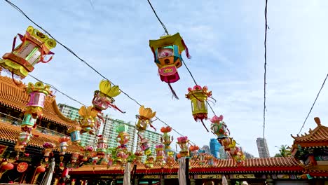 vibrant lanterns hanging at a hong kong temple