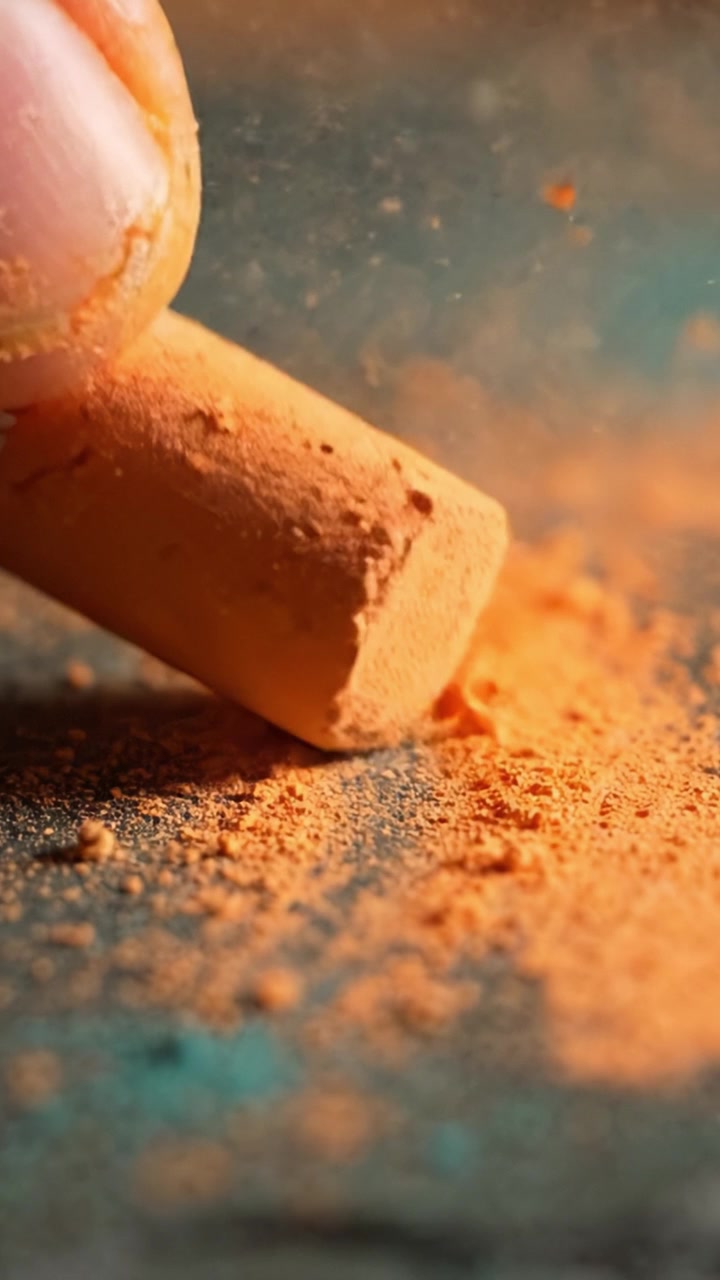 Close-Up of Vibrant Powdered Pigment on Surface with Rich Lighting and Texture, Showcasing Color Blending and Artistic Potential in a Creative Environment