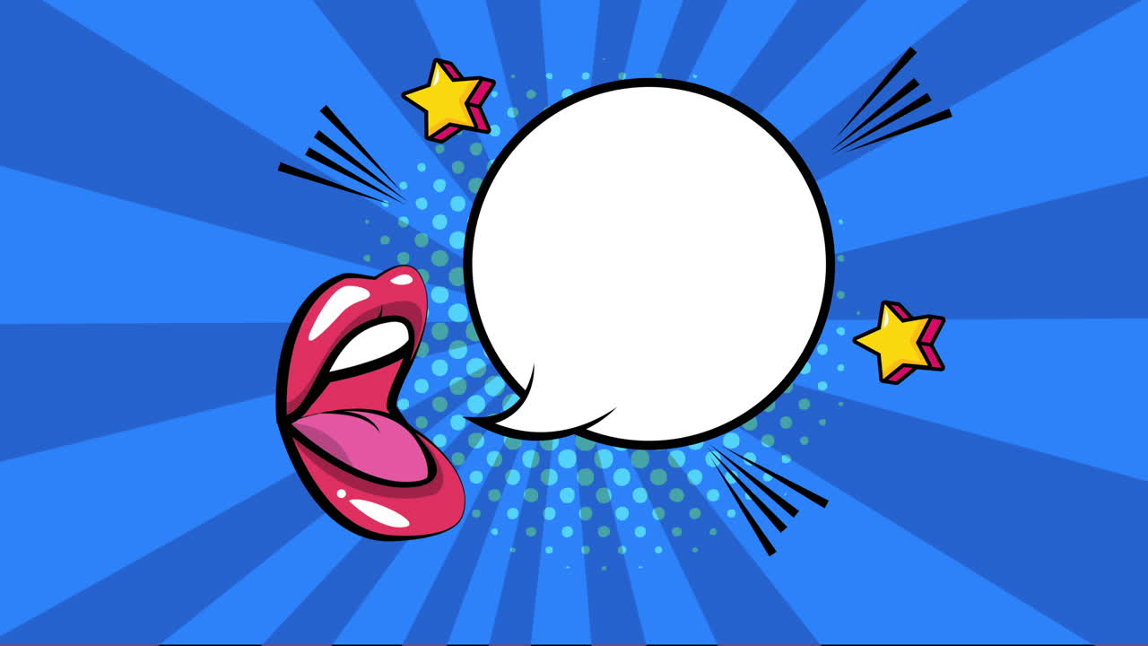 burbuja de expresión con la boca estilo pop art