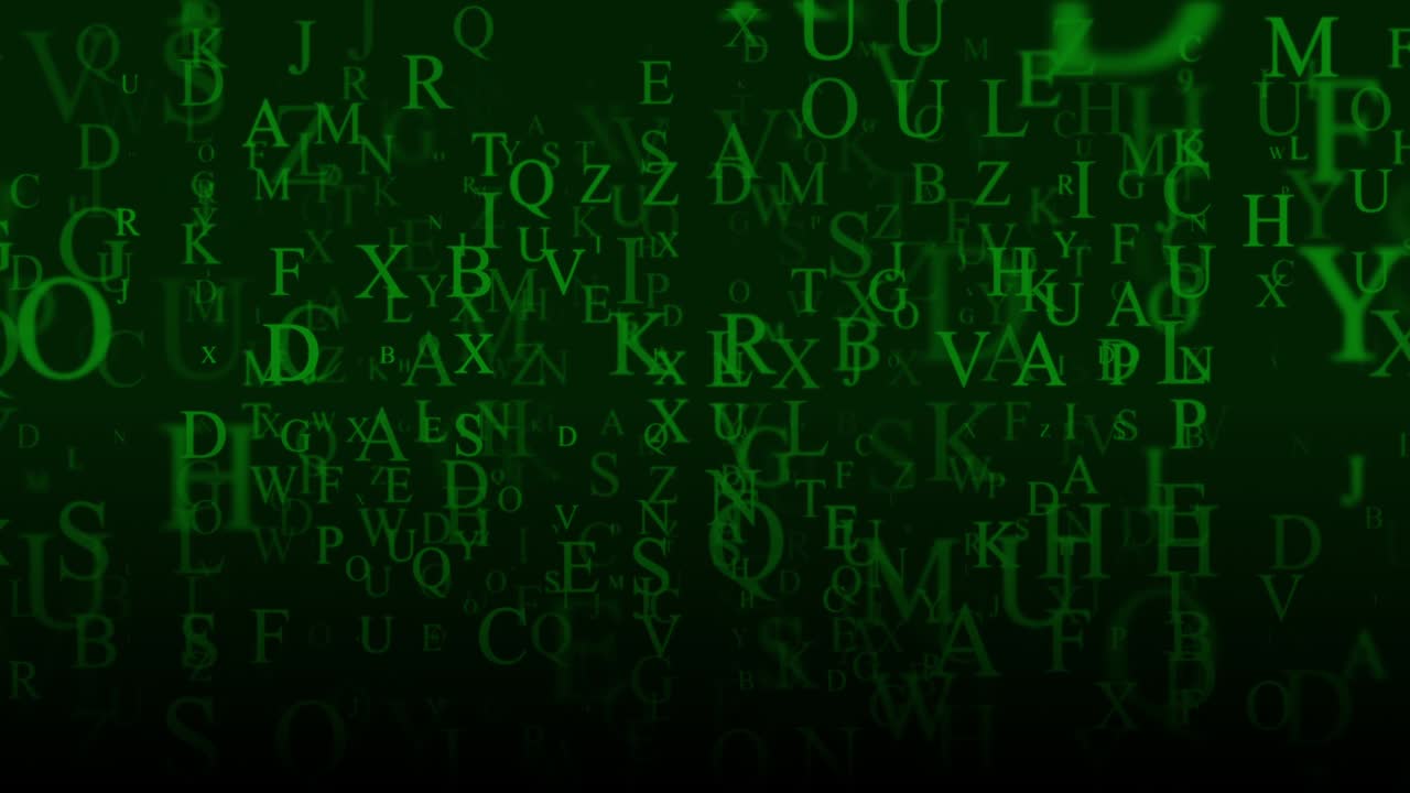 letras que se desplazan a través de una pantalla verde.