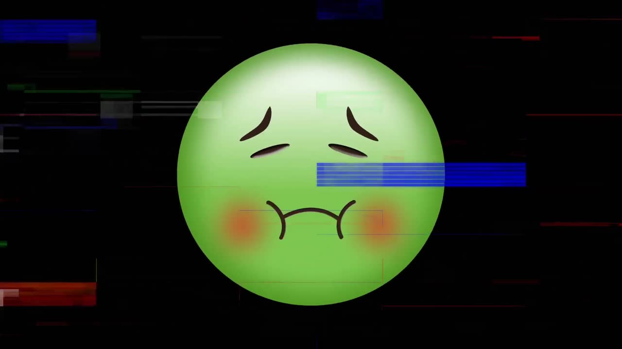 녹색 메스꺼운 얼굴 이모티콘