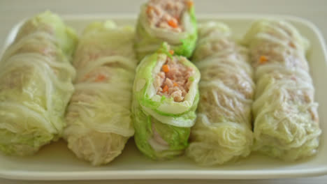 Homemade-Minced-Pork-Wrapped-in-Chinese-Cabbage-or-Steamed-Cabbage-Stuff-Mince-Pork