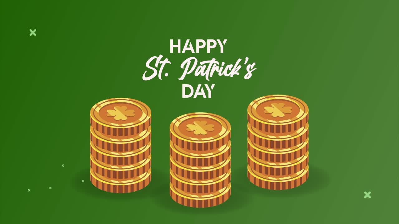 성 패트릭의 날 축하합니다 황금 동전 어리 글자