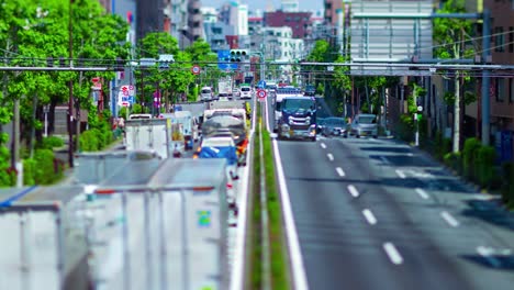 a timelapse of the miniature traffic jam at the urban street in tokyo