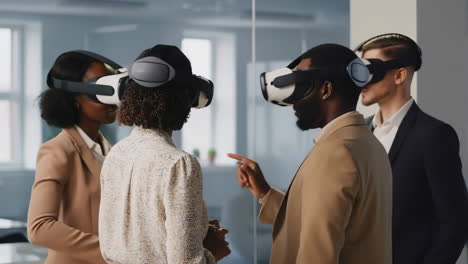 Business Professionals Experiencing Virtual Reality in an Office Setting
