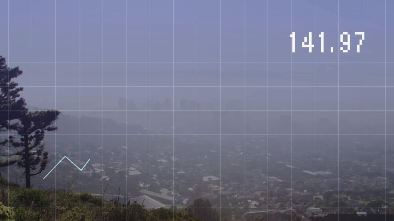 Grid appearing starting pale-blue graph tracing rightward while value updating, showing trends