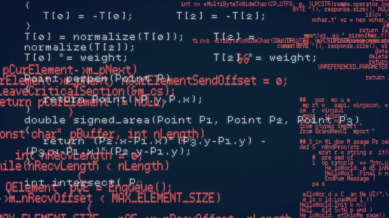Animation of digital data processing over black background