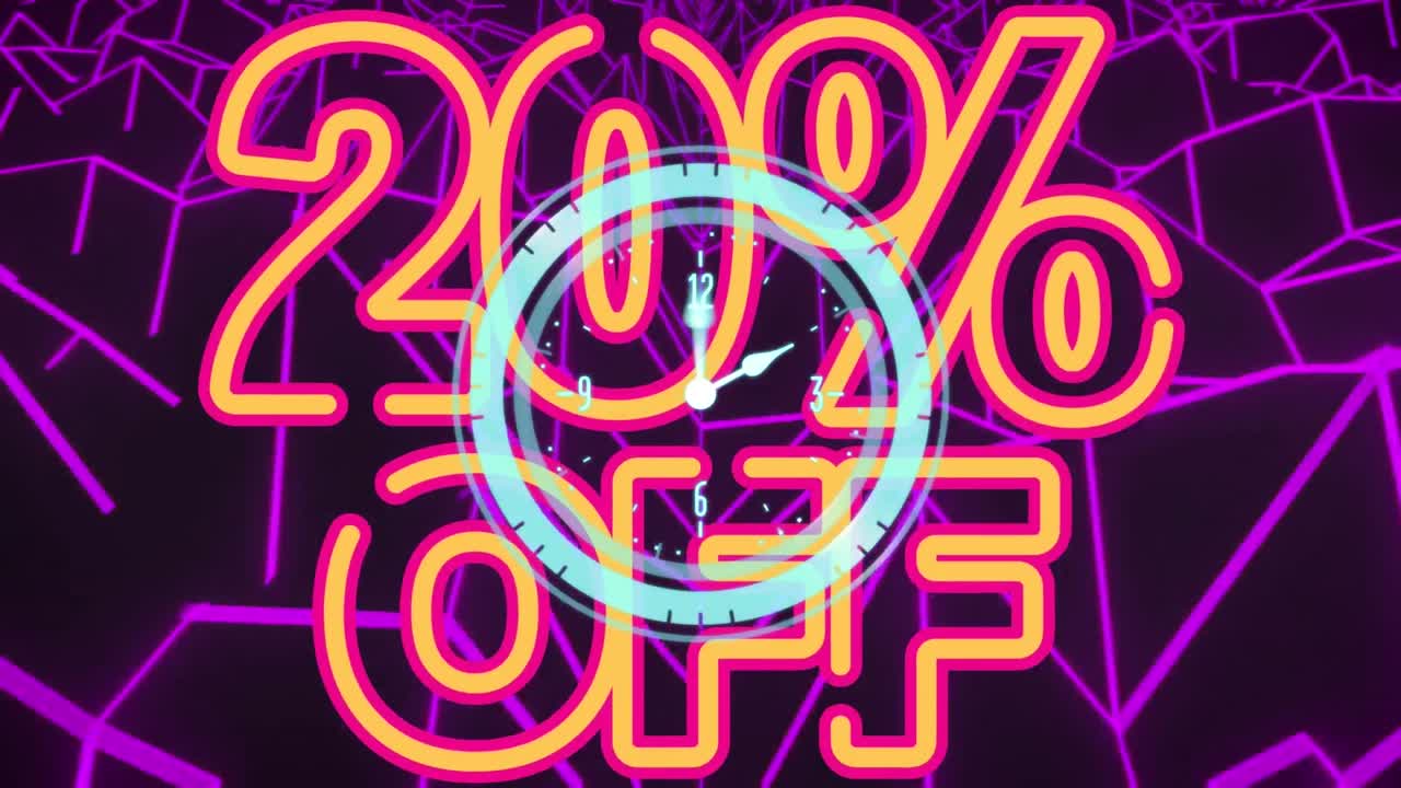 animación de 20 por ciento de texto y reloj moviéndose sobre las montañas