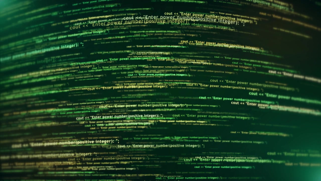 4k animation of source code data scrolling program code hacking process hacker display glich pixel