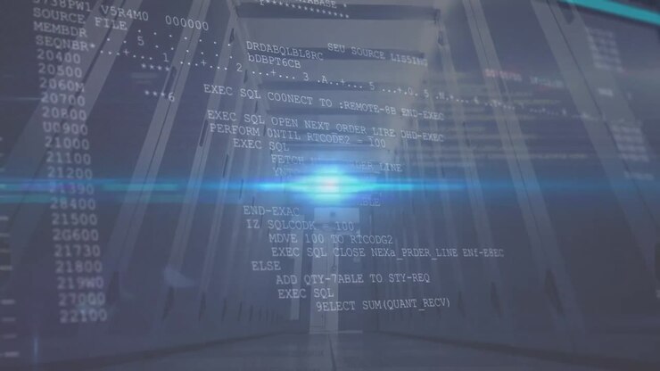Animation of data processing over server room