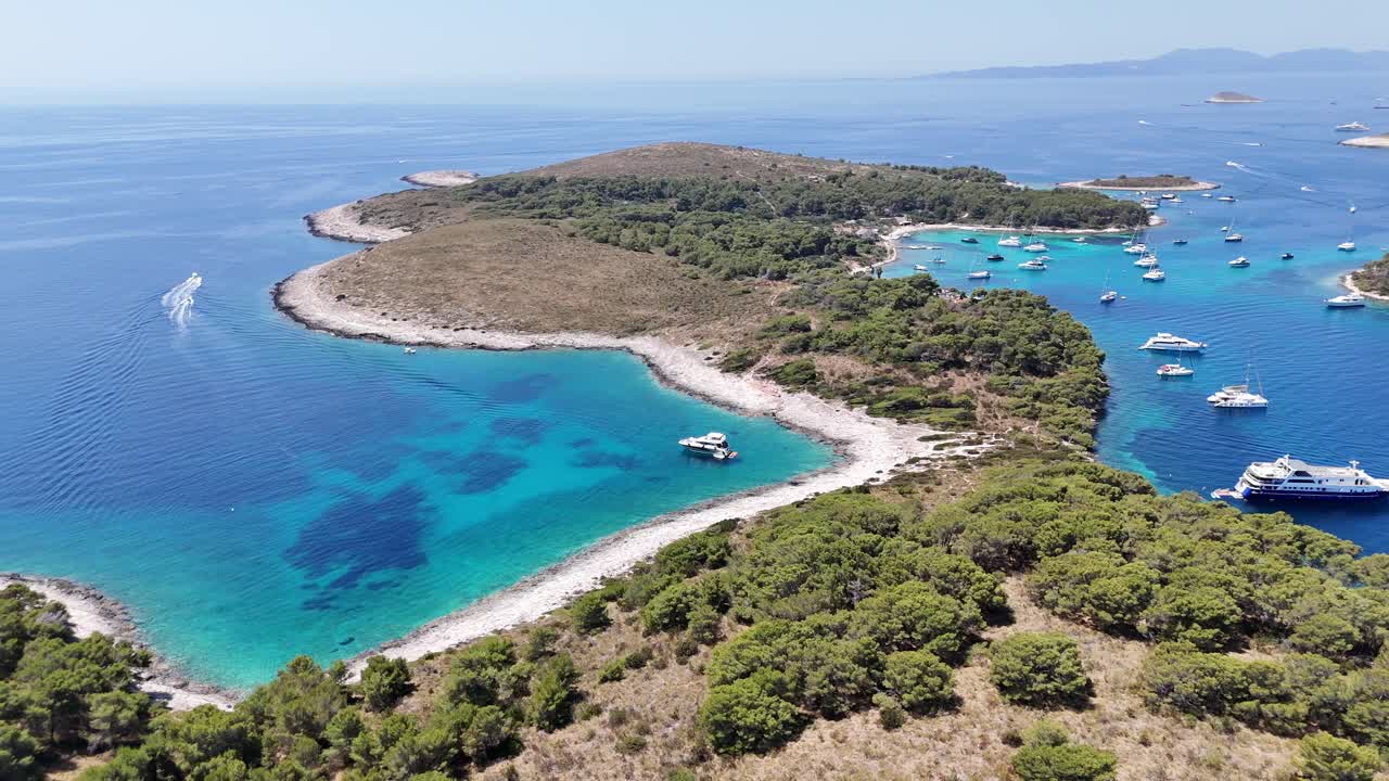 Drone aerial view of adriatic sea croatia balkans balkan country boats yachts islands