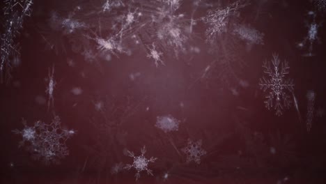 Digital-animation-of-multiple-snowflakes-icons-falling-against-grey-background