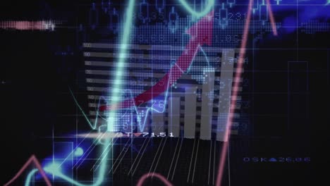 animación del procesamiento de datos y las estadísticas financieras en el mapa mundial