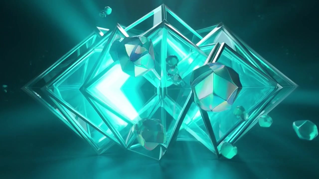 Animazione 3D Astratta di Cubi e Sfere di Vetro Geometrici Fluttuanti