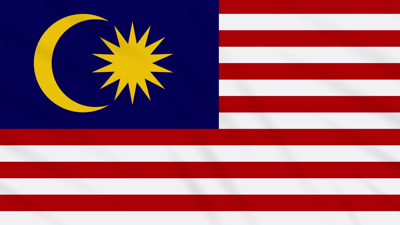 Sfondo in tessuto con bandiera della Malesia sventolante, loop