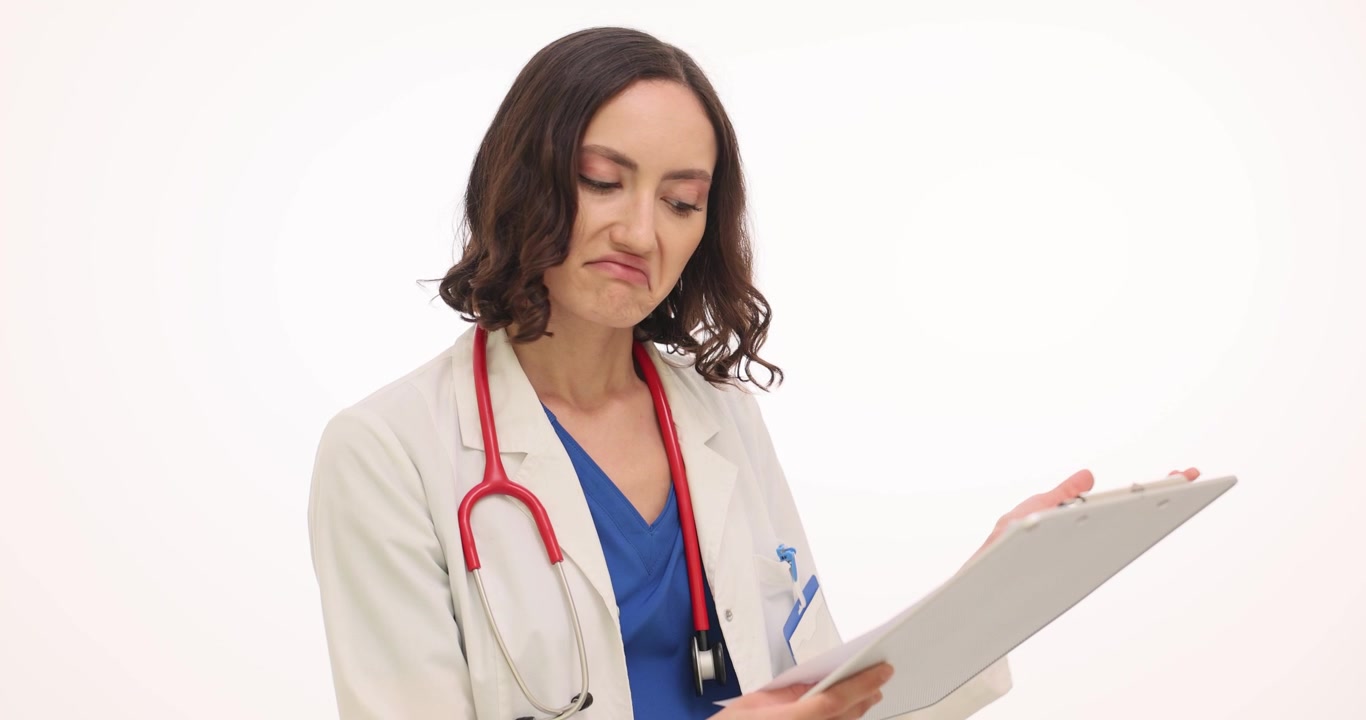 Medico donna concentrata studia i risultati degli esami del paziente