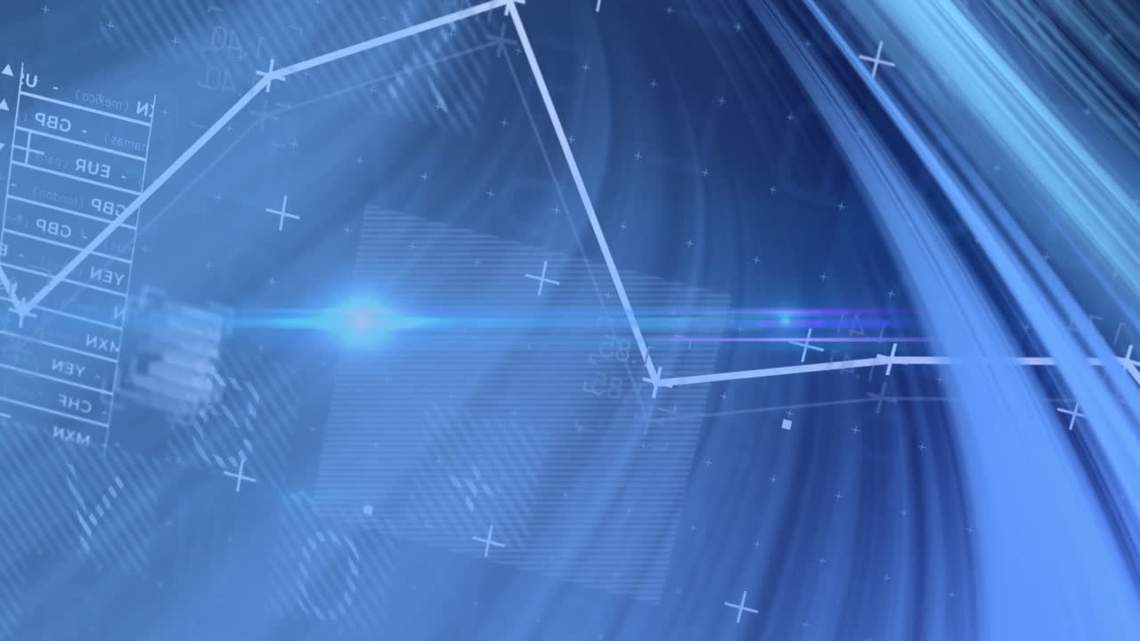 파란색 배경에 dna 줄에 대한 과학적 데이터 처리의 애니메이션