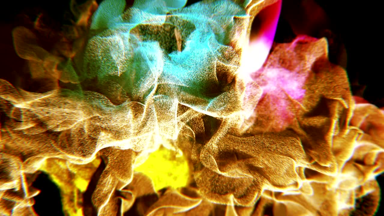 tormenta de polvo de varios colores, animación de partículas abstractas, bucle