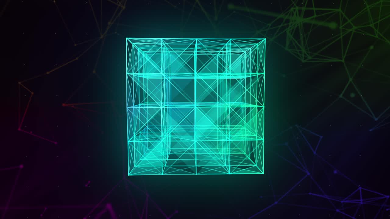 Abstract Low Poly 3D Render with Glowing Lines and Shapes