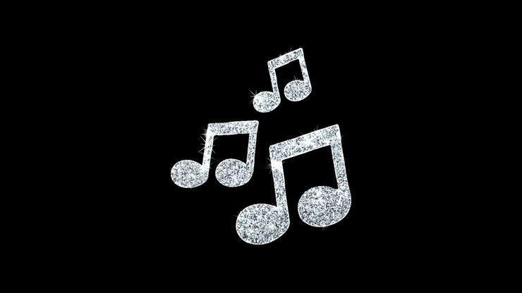 Music Song Chords Icon Shining Glitter Loop Blinking Particles .