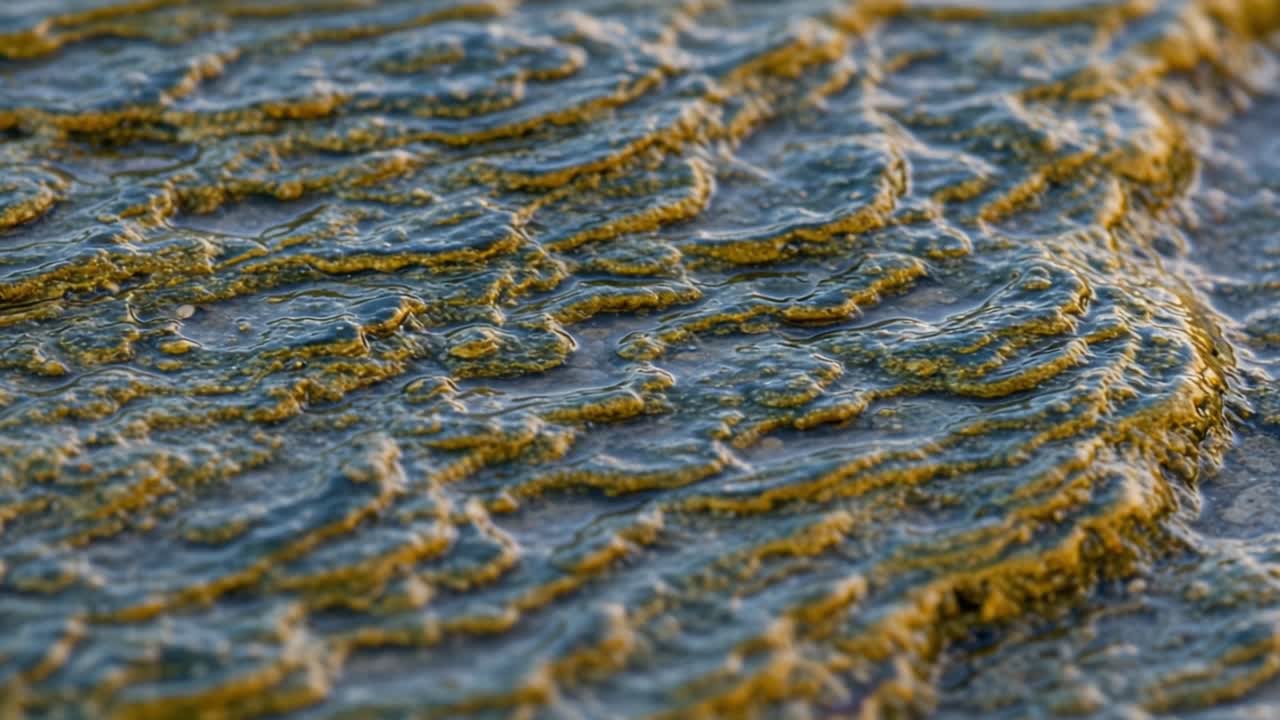 Capturing the Intricate Patterns of Algal Growth in Shallow Waters: A Detailed Examination of Natural Textures and Colors in an Aquatic Environment