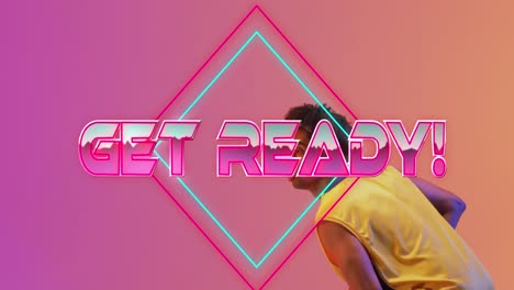 Animation-of-get-ready-text-over-basketball-player-and-neon-diamonds