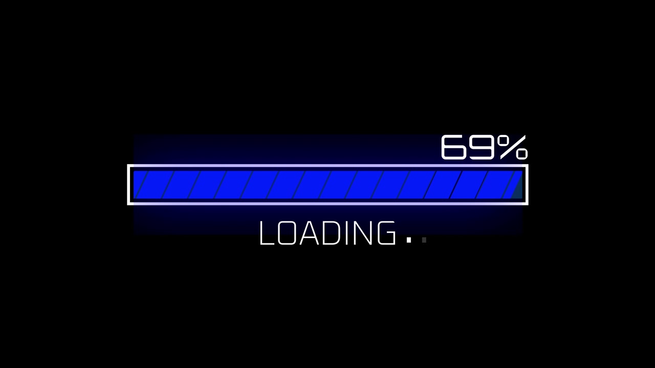 Digital Loading Progress Bar Animation with Percentage on Black Screen