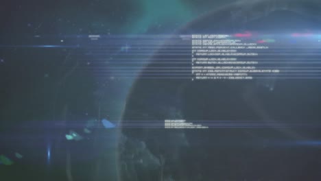 animación del procesamiento de datos sobre un fondo azul