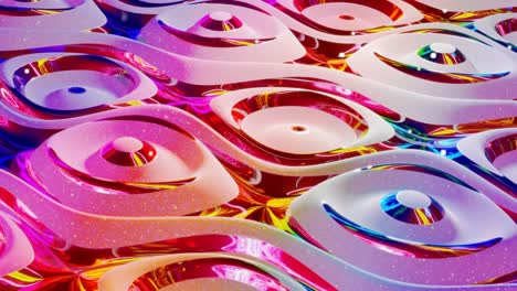 looped abstract background. beautiful iridescent wavy surface of liquid with pattern, gradient color and flow waves on it. rainbow glossy and matt fluid. creative bright bg with soft smooth animation.