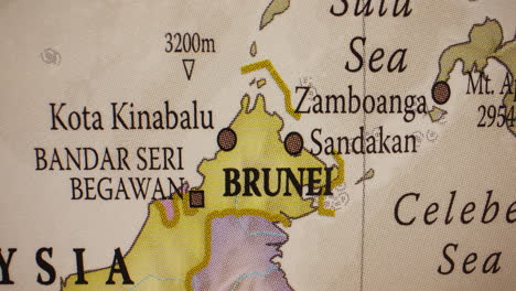 close-up map of brunei and southeast asia