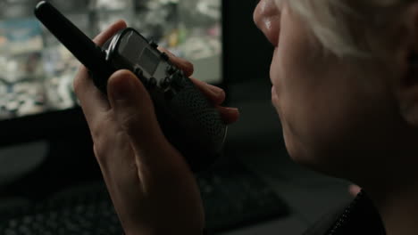 close up view of female security guard