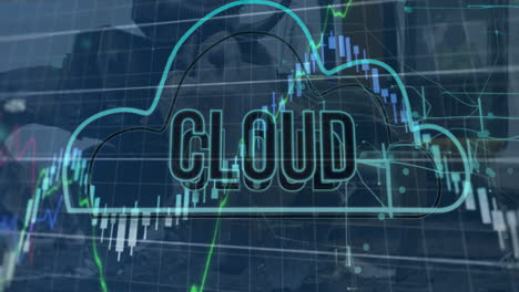 animación de texto de nube en nube con múltiples gráficos en primer plano de la garra de la grulla