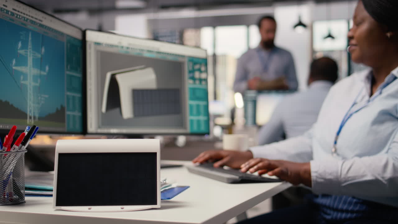 Close Up Solar Powered Device Developed By Technician At Work