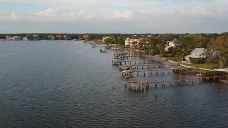 pretty dock fly over scene