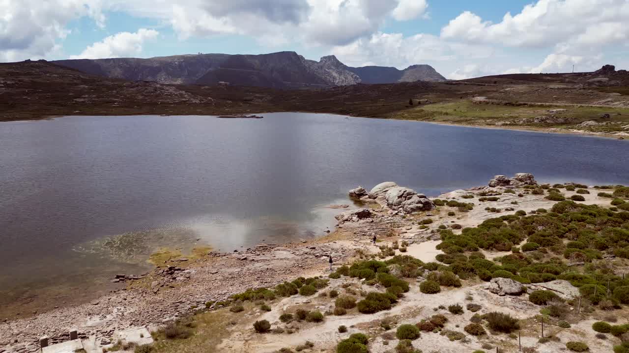 An overhead view of a lake within Portugal's national park