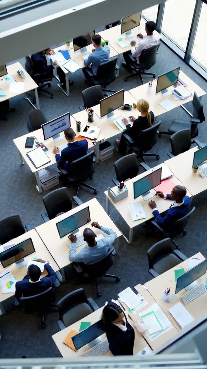 Busy Office Workers in an Open-Plan Office