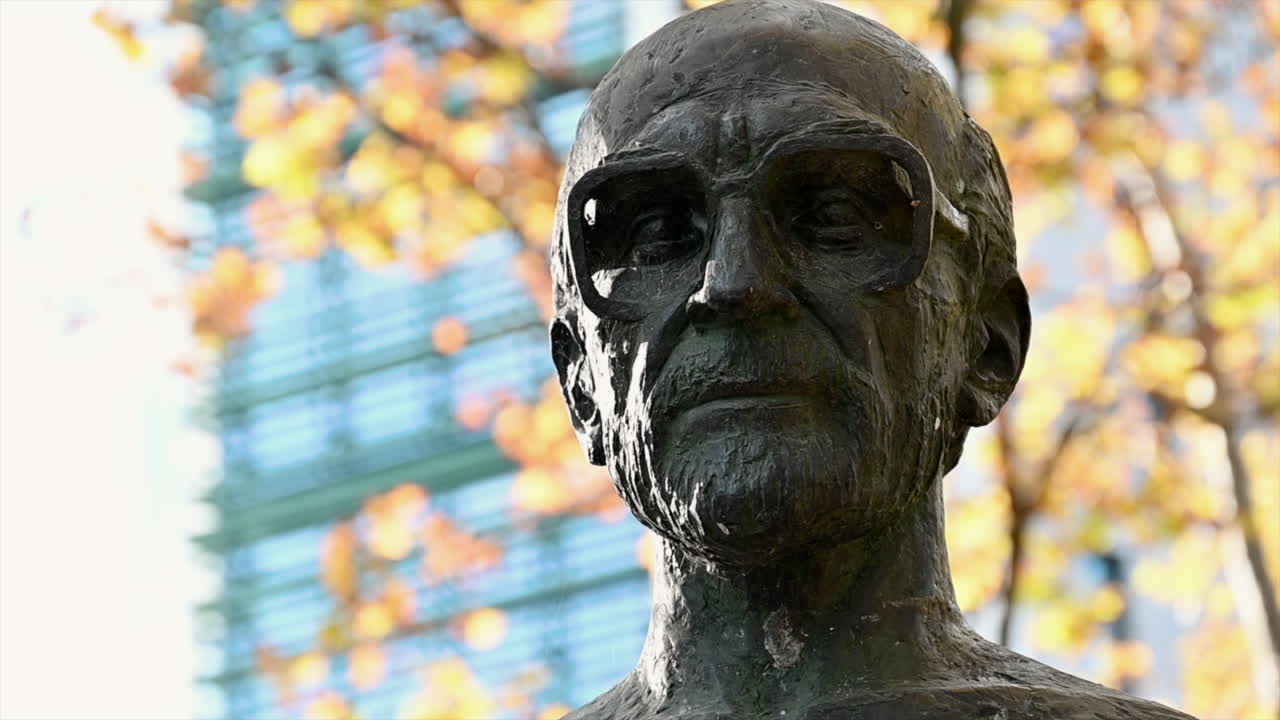 Close up of the bust of Mircea Eliade in Chisinau, Moldova