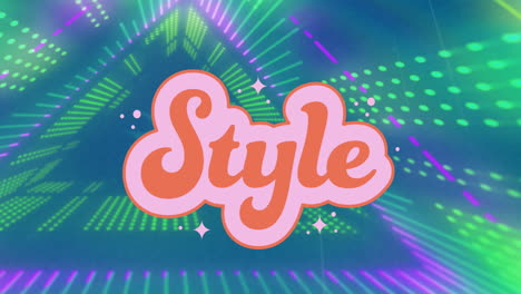 animation of style text in retro red and pink over green and purple light tunnel