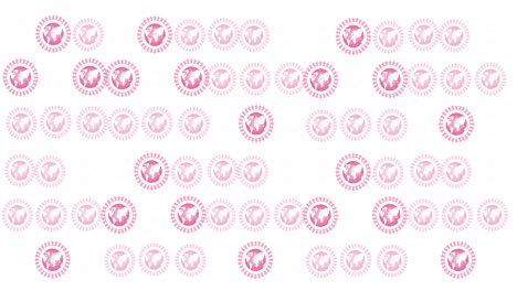 animation of multiple pink globe logo glowing on white background